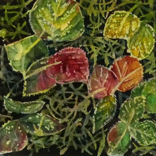 Bramble Leaves Botanical  Painting Nature Small Watercolour 