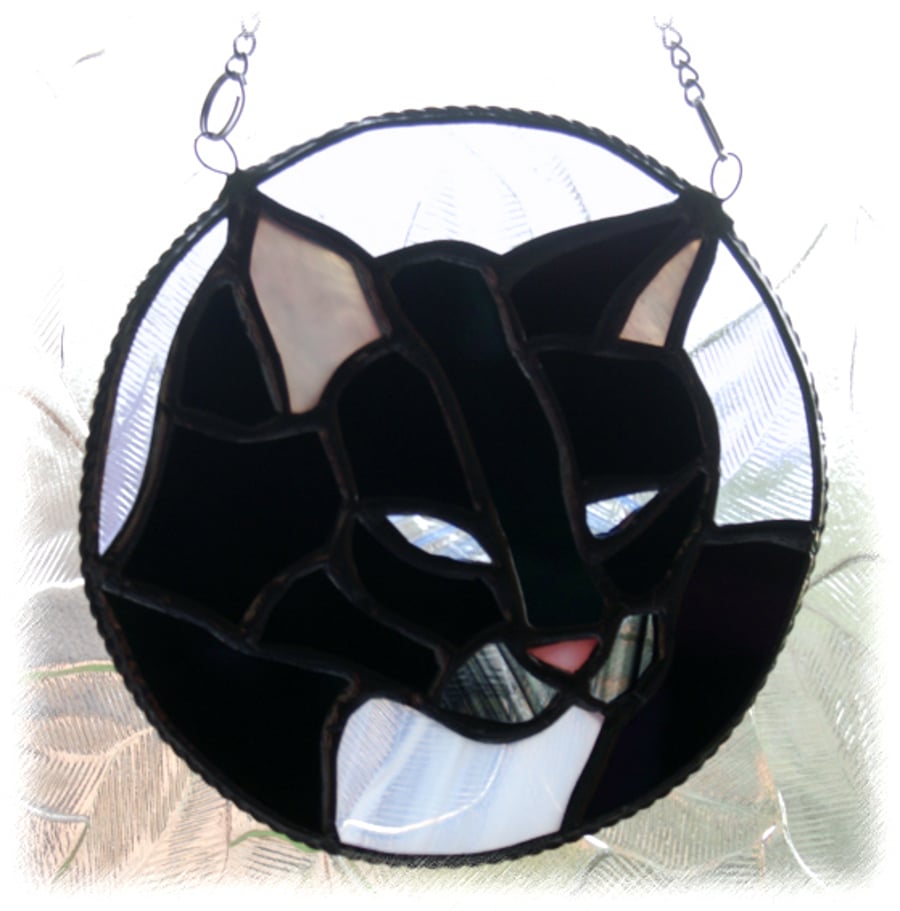 RESERVED for RUTH Black Cat Suncatcher Stained Glass Ring Magic