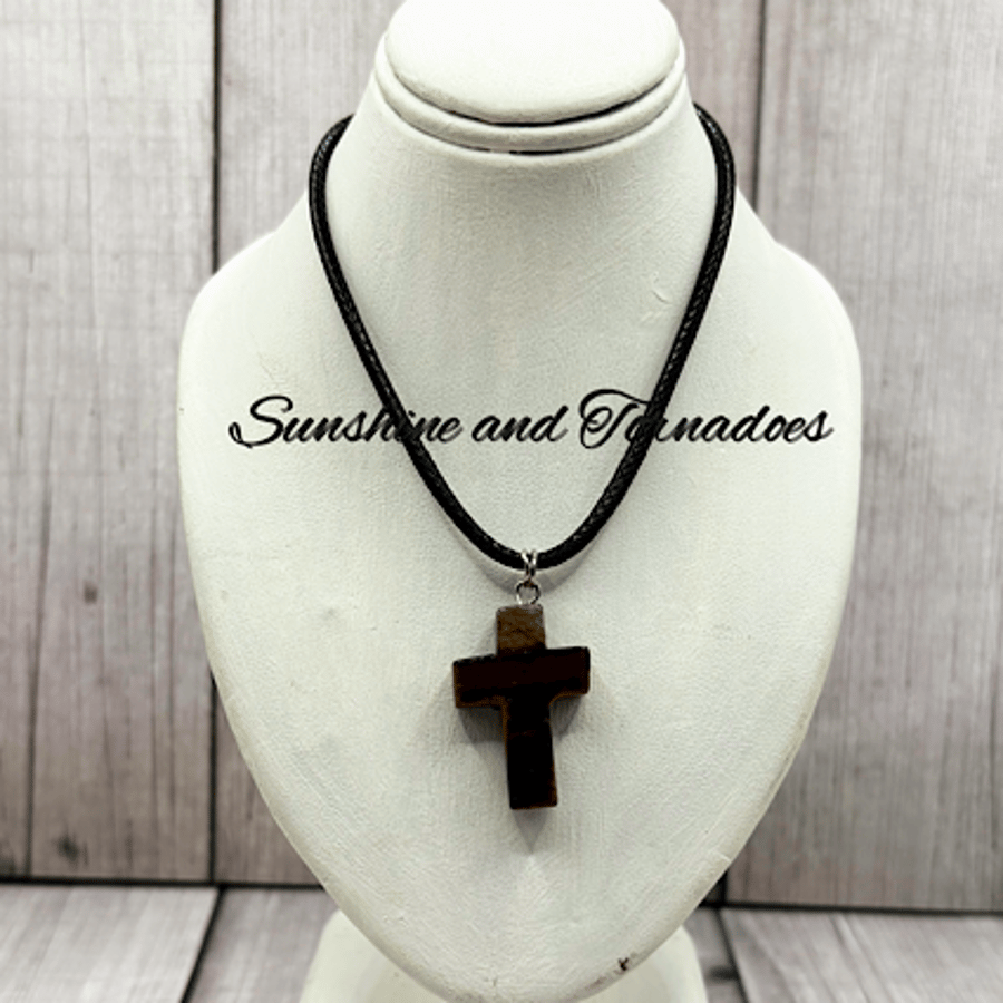 Handcrafted Tiger's Eye Cross Necklace – Simple Faith, Timeless Style