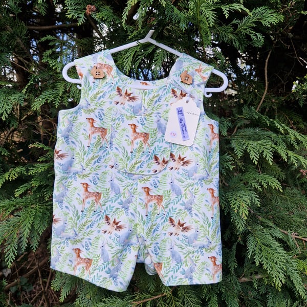 Age: Small Newborn - Rabbit, Deer and Owl Needlecord Rompers
