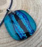 Beautiful Handmade Blue Glass Fused Pendant 