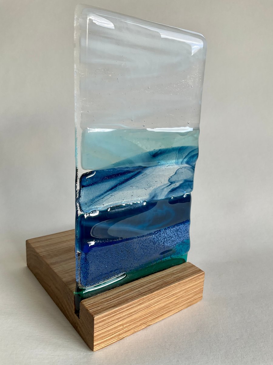 Handmade Fused Glass Seascape Candle Holder