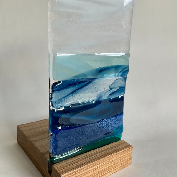Handmade Fused Glass Seascape Candle Holder