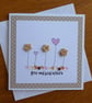 Birthday Card - Flowers and Hearts - Pink and Fawn - Image 1