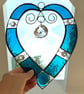 Stained Glass and Wire Heart Suncatcher - Handmade - Deep Turquoise  - Image 10