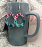 Magenta and teal drop earrings. - Image 1