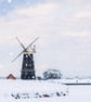 Windmill Norfolk Broads Snow Norfolk Christmas Greeting Card A5