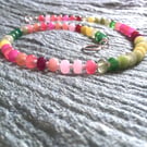 Pink and green rondelle necklace