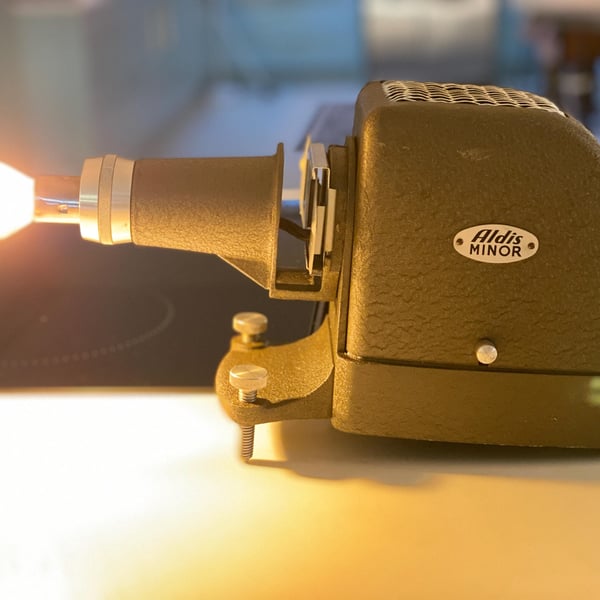 Up-cycled vintage projector table lamp. (1950s)