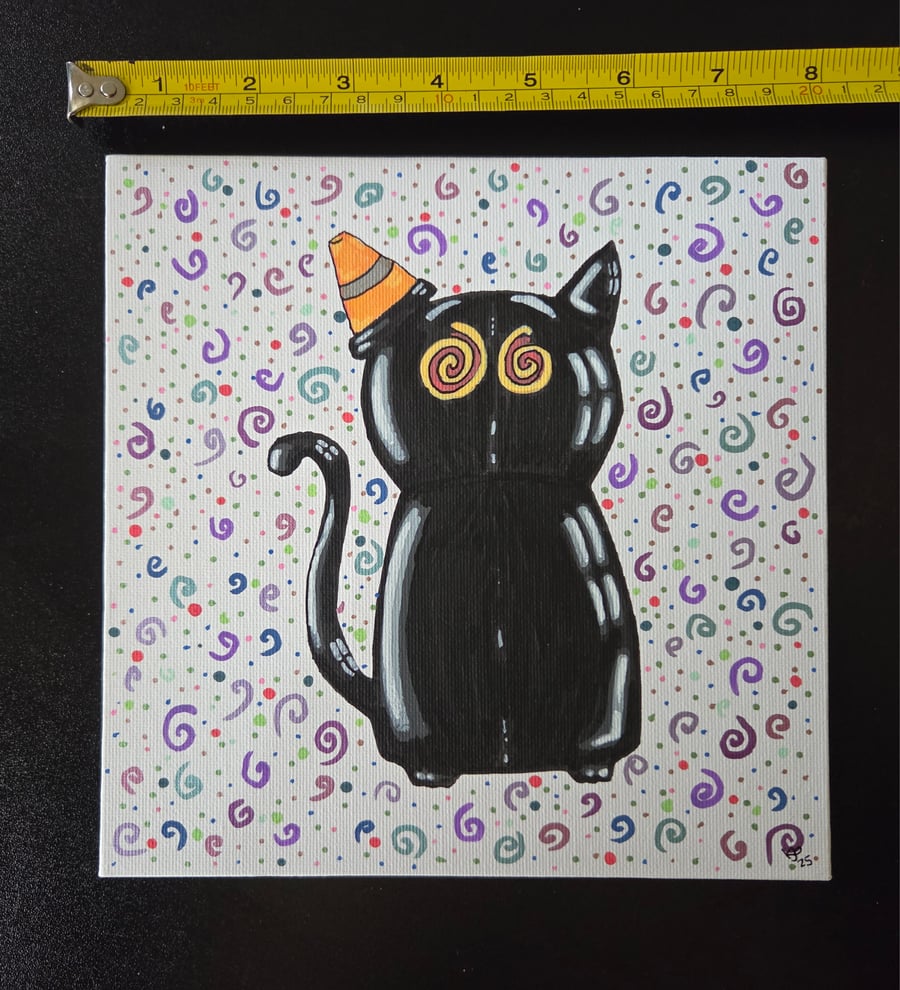 Nipfest original painting - Balloon cat swirls