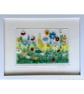 Gorgeous fused glass floral art framed picture