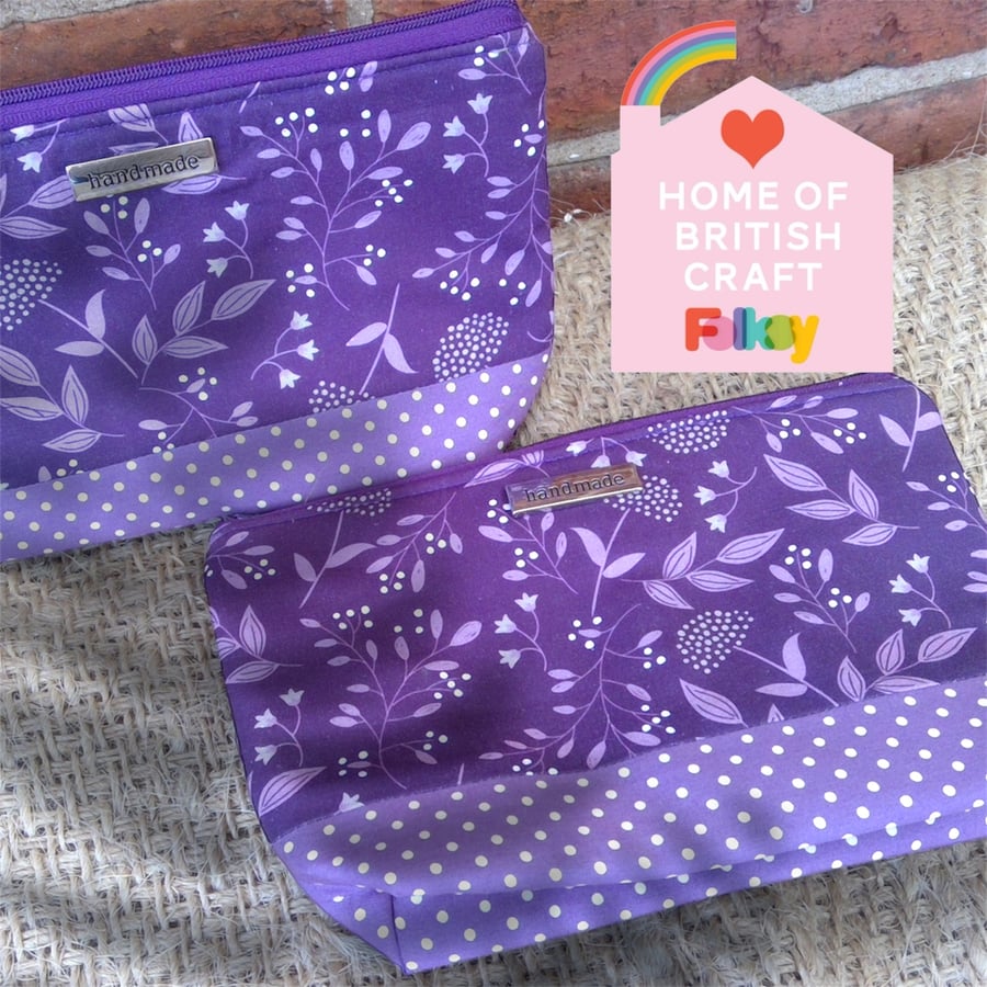Purple Floral Zip Pouch