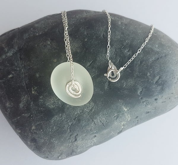 Seaglass Pendant with 18" Sterling Silver Chain