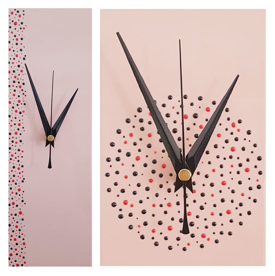 Handpainted Pink Clock 30cm x 10cm