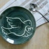 Small decorative peace Dove plate - in Green and Simply Clay