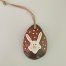 Clay Bunny Rabbit Half Easter Egg Hanging Ornament Decoration