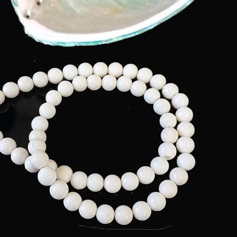 Natural Round White Coral Gemstone Beads, 7mm, 5.5mm, 4.5mm