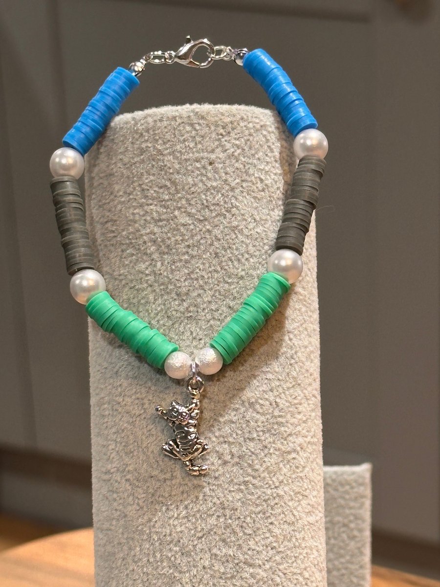 Unique Handmade bracelet with charms - animal cat