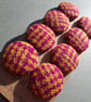Set of eight scrap bag buttons -raspberry pink and orange Harris Tweed