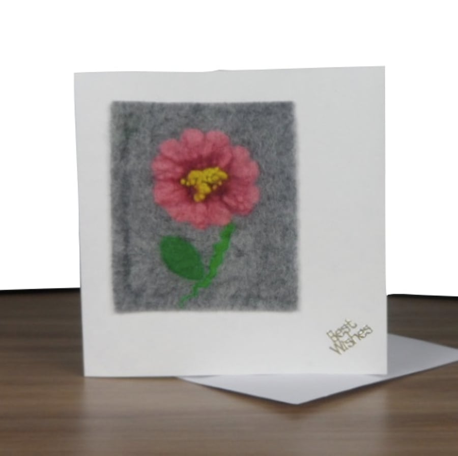 Greetings Card with felted flower panel