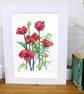 Red Poppy Original Flower Watercolour Painting Contemporary Botanical Art - Image 9