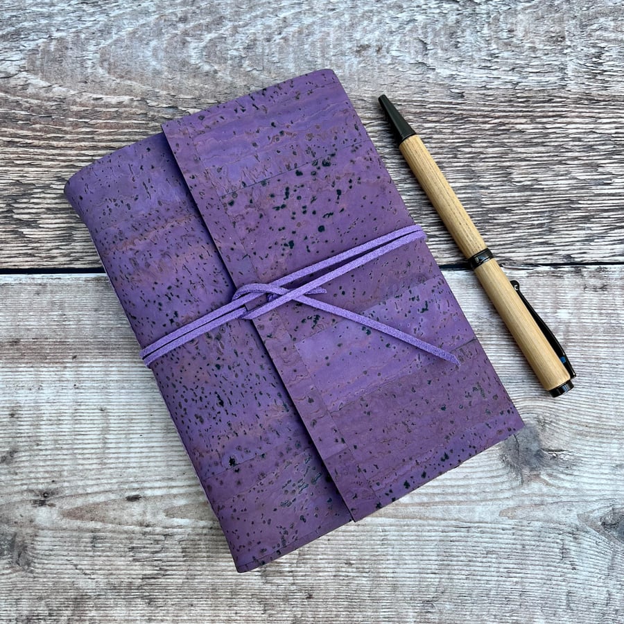 Cork A6 Journal Notebook in Lavender Purple