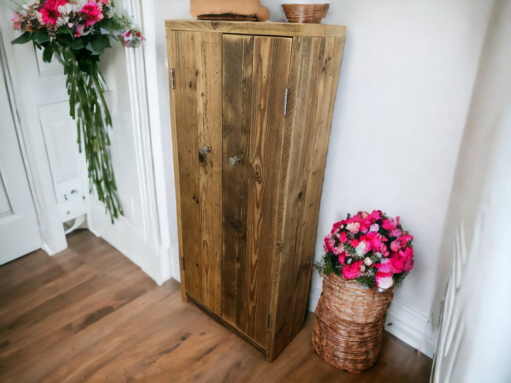 Tall Shoe Cupboard Rustic Mudroom Storage Reclaimed Wood THE VILNIUS