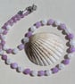 Lavender Amethyst & Clear Quartz Gemstone Beaded Necklace "Lavender Sparkle"
