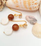 Golden Brown Fluorite and White Mother of Pearl Earrings, Gift for Her, Earrings - Image 1