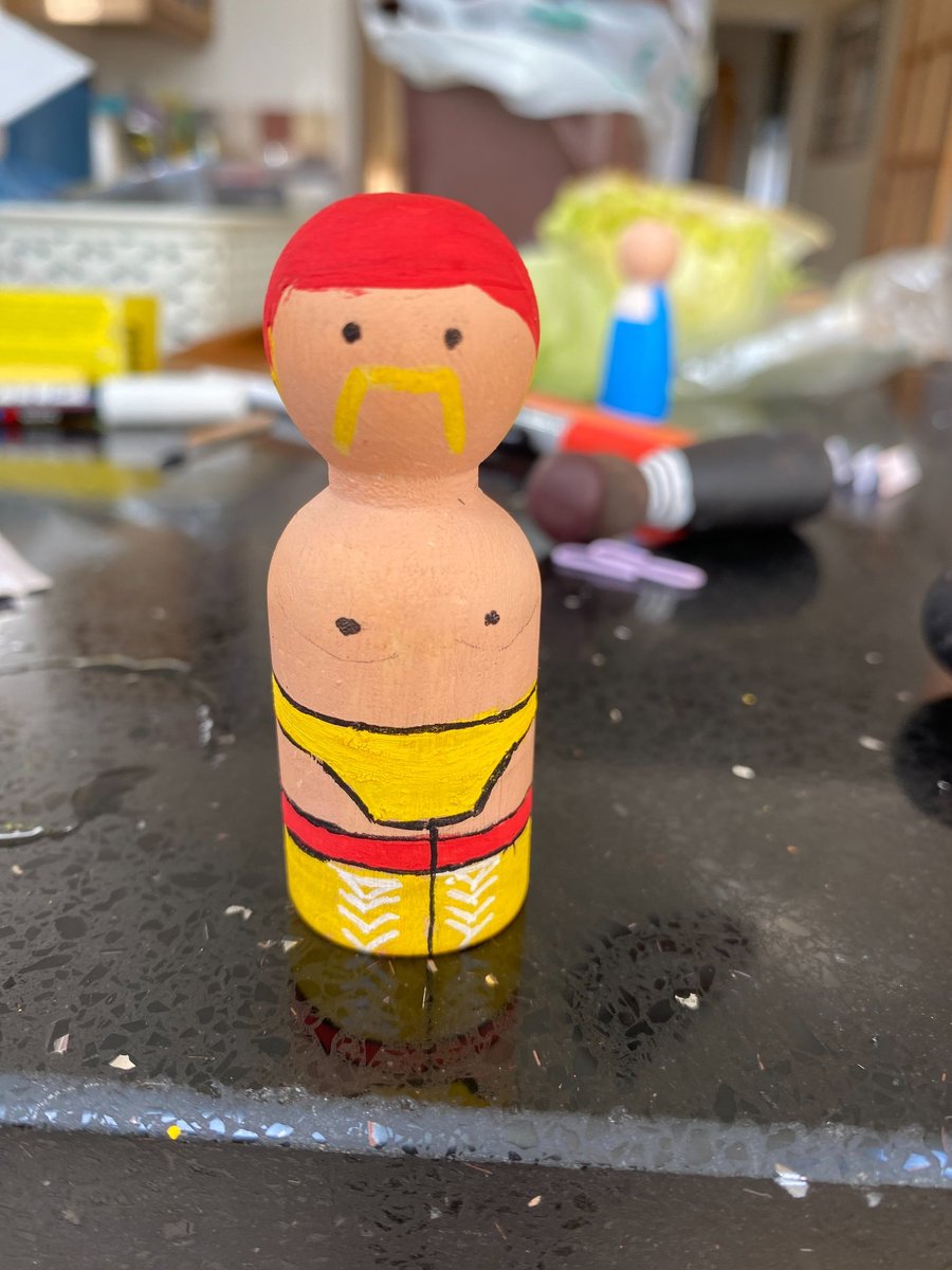 Hulk Hogan Handpainted Wooden Peg Doll - WWE Wrestling Icon