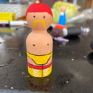Hulk Hogan Handpainted Wooden Peg Doll - WWE Wrestling Icon