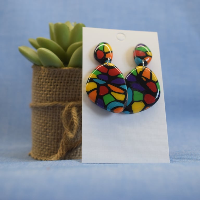 Pebble Drops – Terrazzo Dangle Earrings