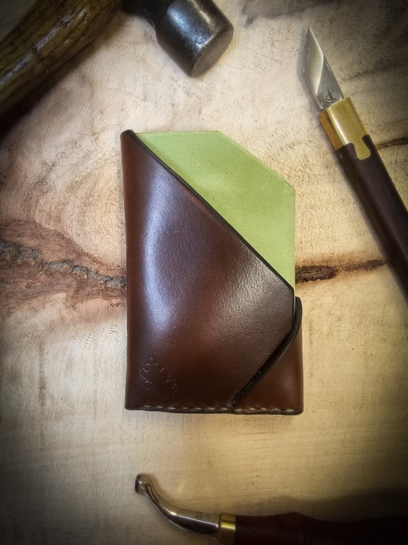 Handmade Abstract Leather Card Wallet- ‘Horween’ 