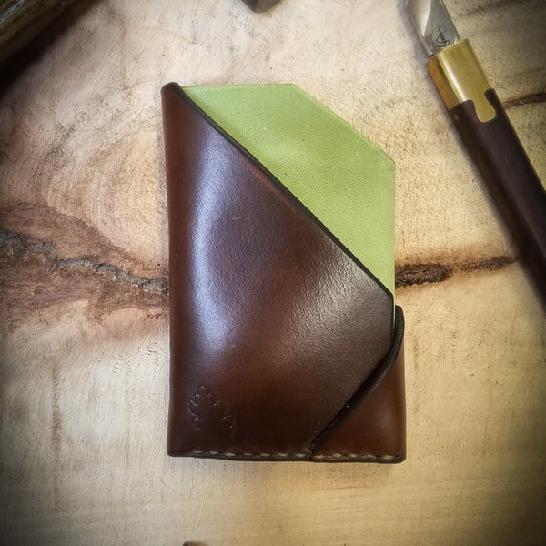 Handmade Abstract Leather Card Wallet- ‘Horween’ 