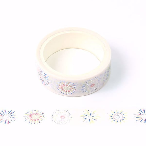 White, Blue and Silver Firework Foil Decorative Washi Tape 15mm Crafts Eco Frien