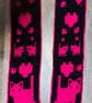 Bright Pink & Black Crochet Scarf with Cat & Heart Design - Image 2