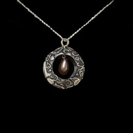 Equestrial Silver Pendant with Dangling Pearl 