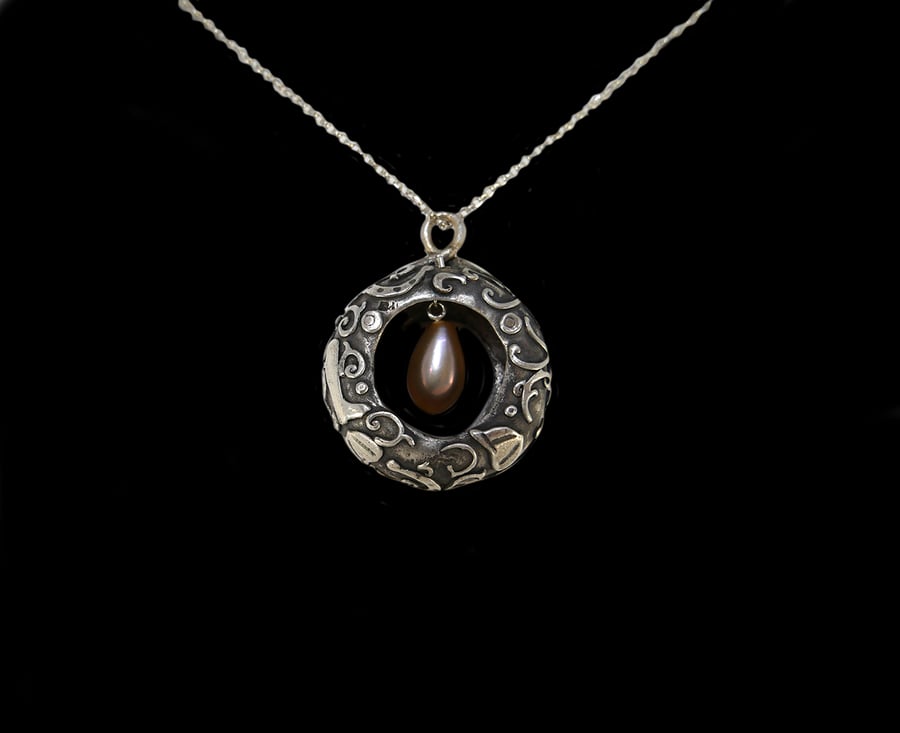 Equestrial Silver Pendant with Dangling Pearl 