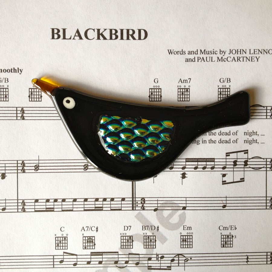 Fused Glass Blackbird