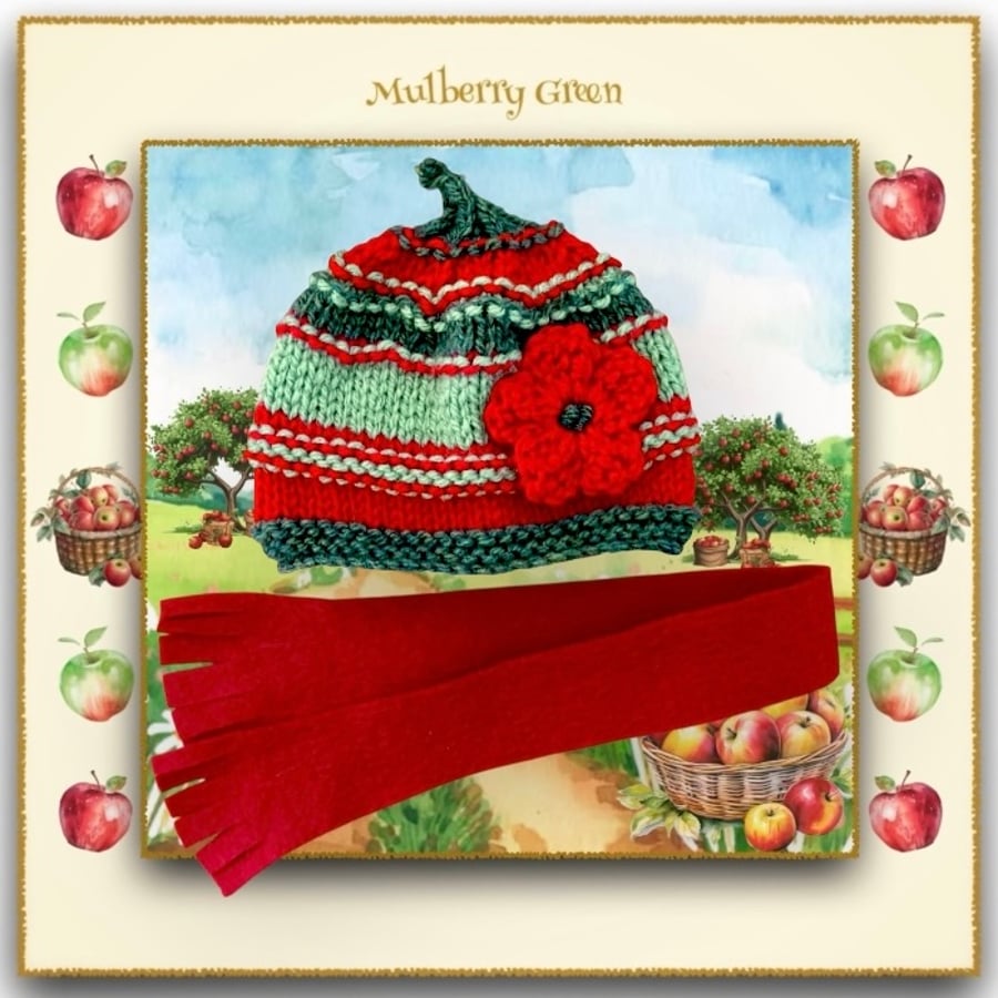 Red and Green Hat and Scarf Set
