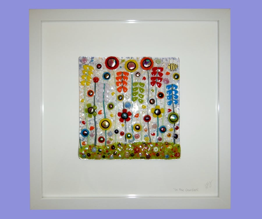 Handmade Fused Glass 'Meadow' Picture