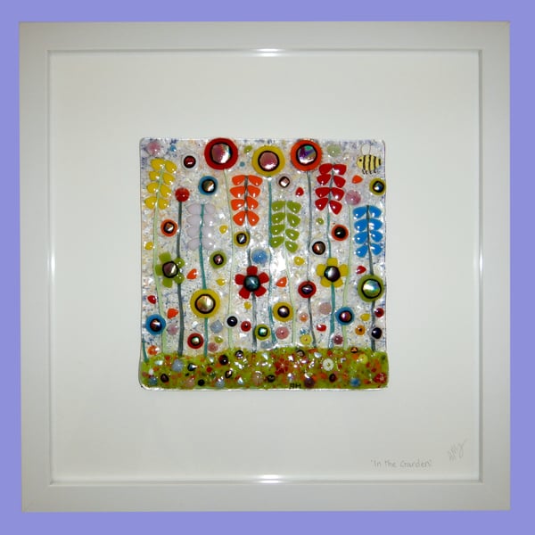 Handmade Fused Glass 'Meadow' Picture
