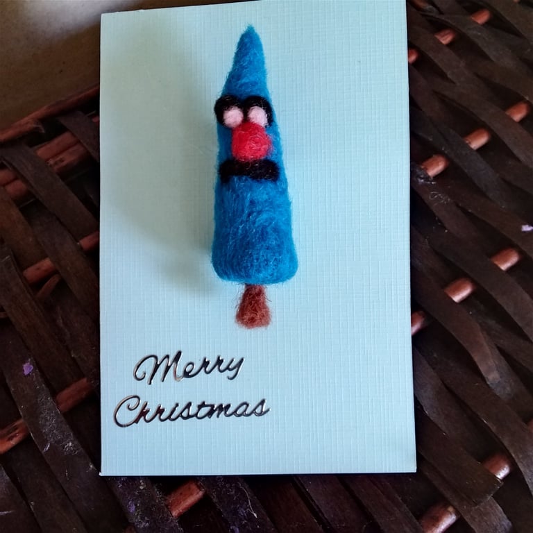 Hand crafted needle felt Christmas tree novelty brooch