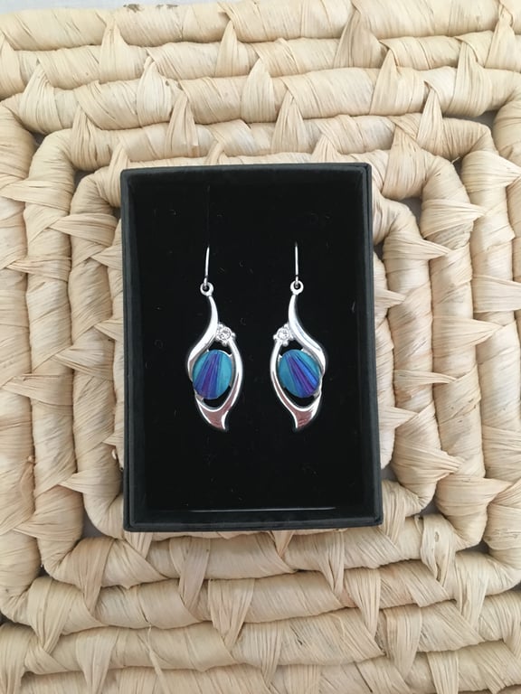 Drop Earrings in Peacock Tones