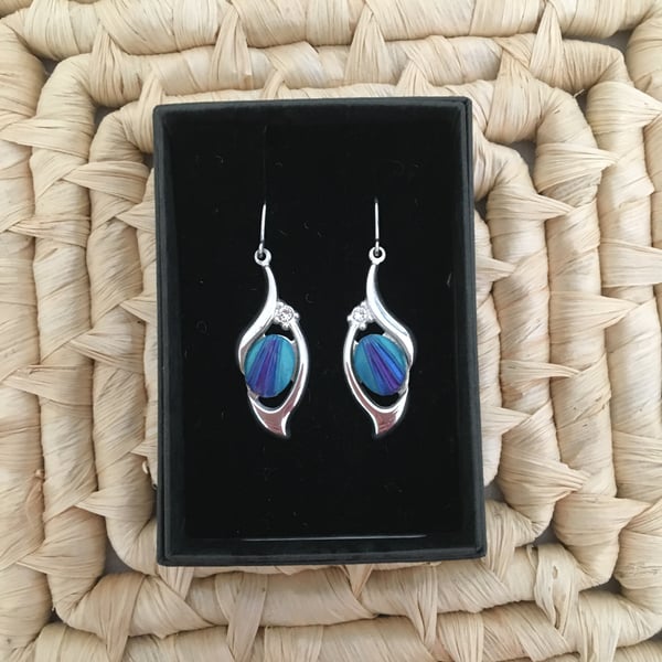 Drop Earrings in Peacock Tones