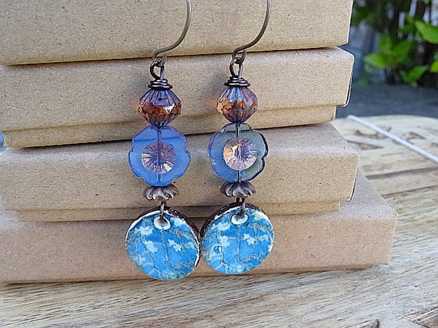Ceramic and Czech Glass Earrings