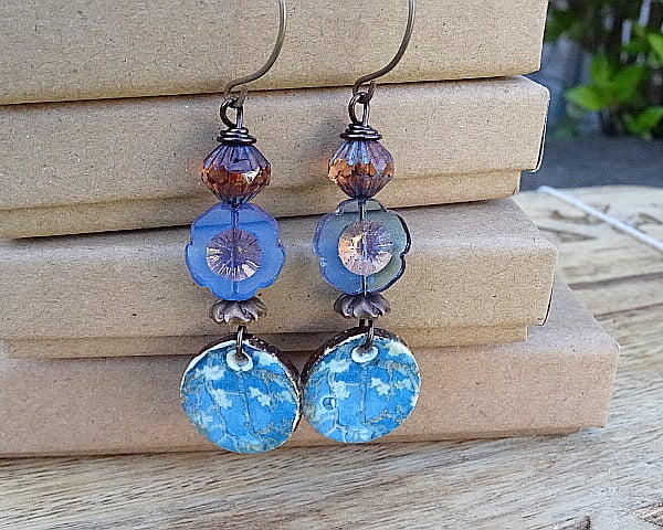 Ceramic and Czech Glass Earrings