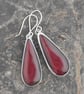 Cherry red bowlerite drop earrings - Image 3