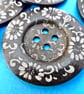 6cm Raised Edge  Dark Brown Patterned Large Wood  Buttons DAISY pattern - Image 2