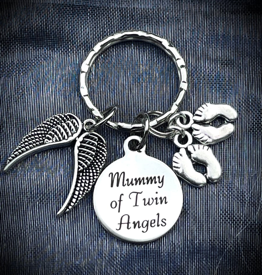 Mummy Of Twin Angels Keyring Baby Loss Memorial